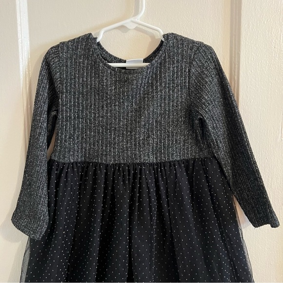 Zara| Kids Gray and Black Ribbed Tiered Fit, Long Sleeve Tutu Dress- Size 4-5 - Picture 3 of 10